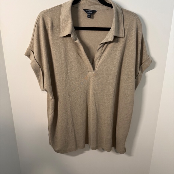 Banana Republic Collared Jersey Top – Taupe (Size L) | Effortlessly Polished! - Picture 2 of 7